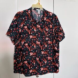 Men's Black and Red Tiger Pattern Shirt
